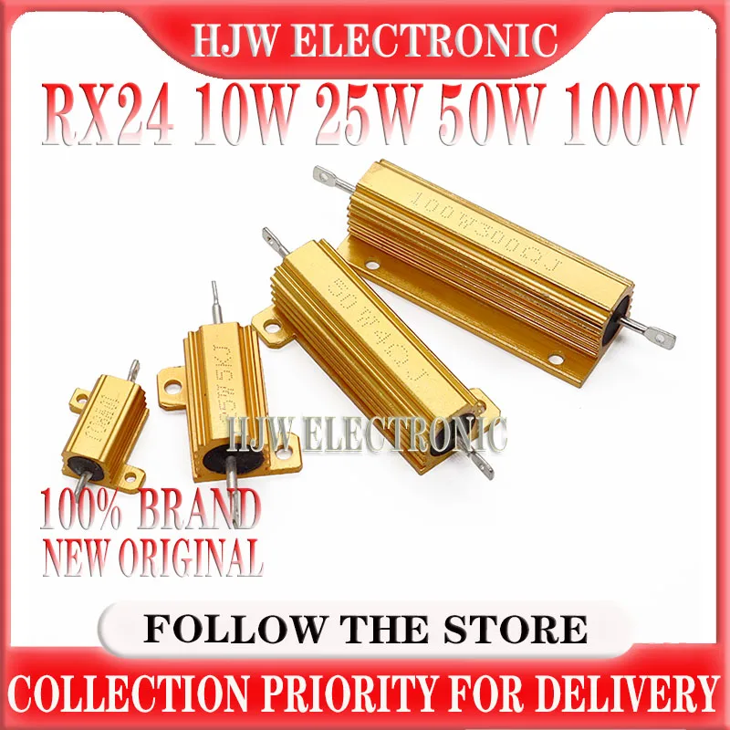 Rx24 10w 25w 50w 100w Aluminum Power Metal Wirewound Resistor Kit 0.1 0.5 1 3 4 5 6 8 10 15 20 30 100 200 500 1k Ohm