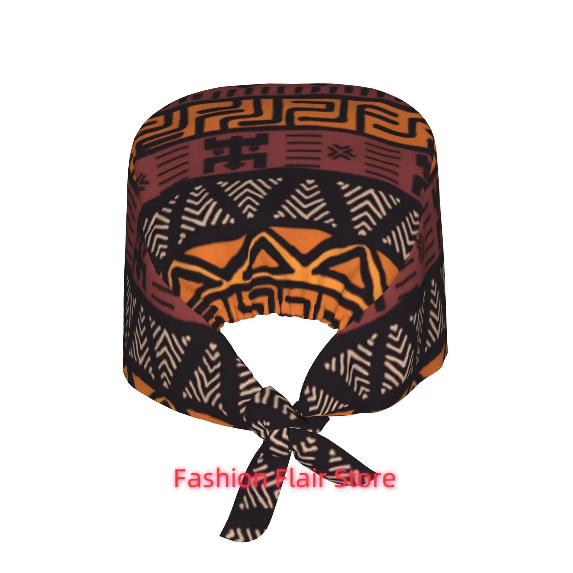 1pc African Tribal Unisex Work Cap Adjustable Lightweight with Lace Up Desig Dust Proof Suitable for Nurses and Chefs