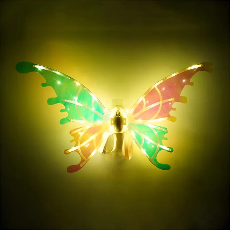 Children Electric Butterfly Wings with Light Fairy Wings Back Decoration Toy Gift for Kids Birthday Christmas Cosplay Dress Up