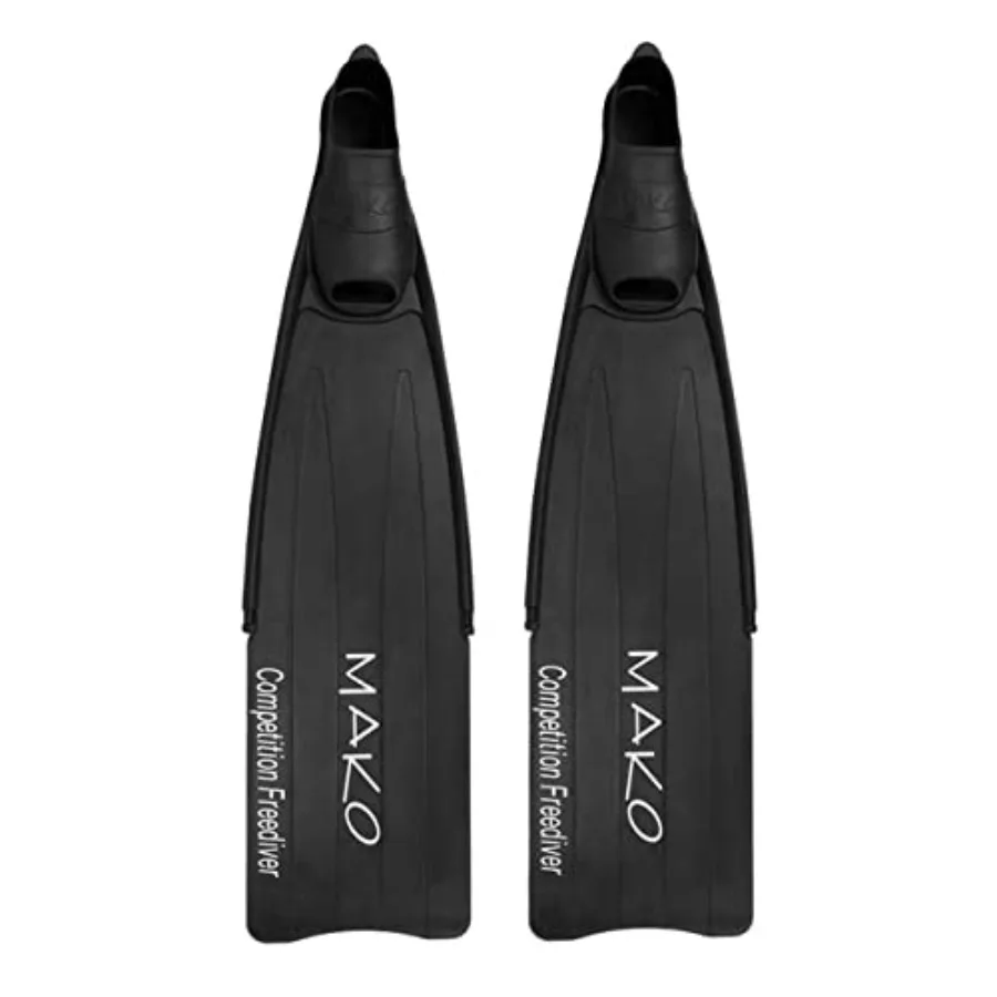 

Competition Freediving Spearfishing Scuba Diving Fins for underwater sports, black rubber and thermoplastic composite, size 14-