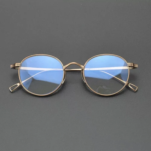 Imagen 2 del producto Gafas de lectura Vintage de titanio puro para hombre, monturas de gafas graduadas ultraligeras antiluz azul, gafas para miopía e hipermetropía