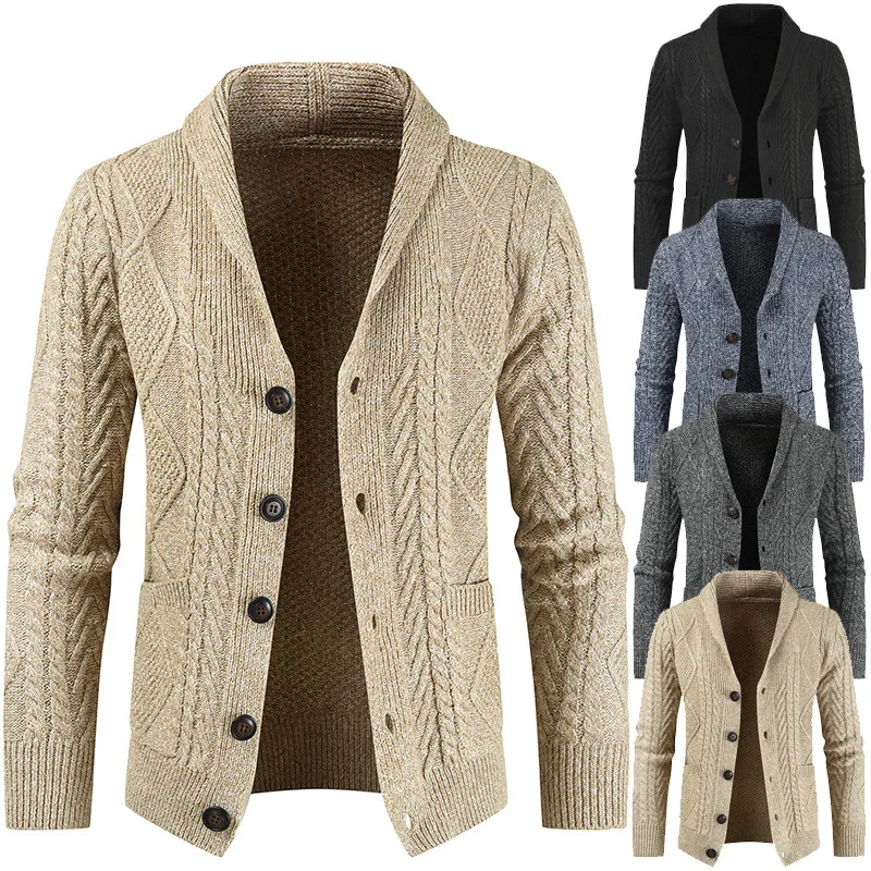 Autumn New Fashionable Lapel Loose Casual Long Sleeved Cardigan Sweater