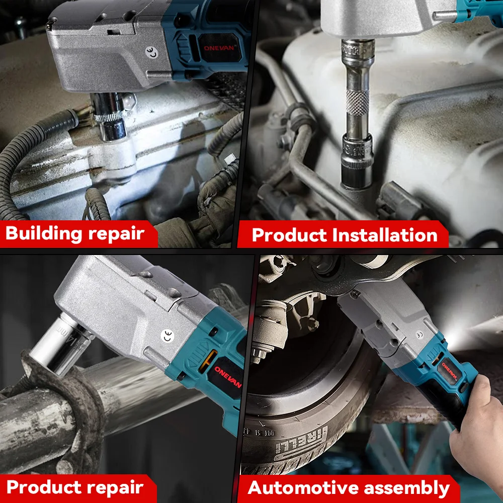 ONEVAN 1000NM Brushless 1/2\'\' Electric Ratchet Wrench Removal Screw Nut Car Repair Power Tool For Makita 18V Battery Pin