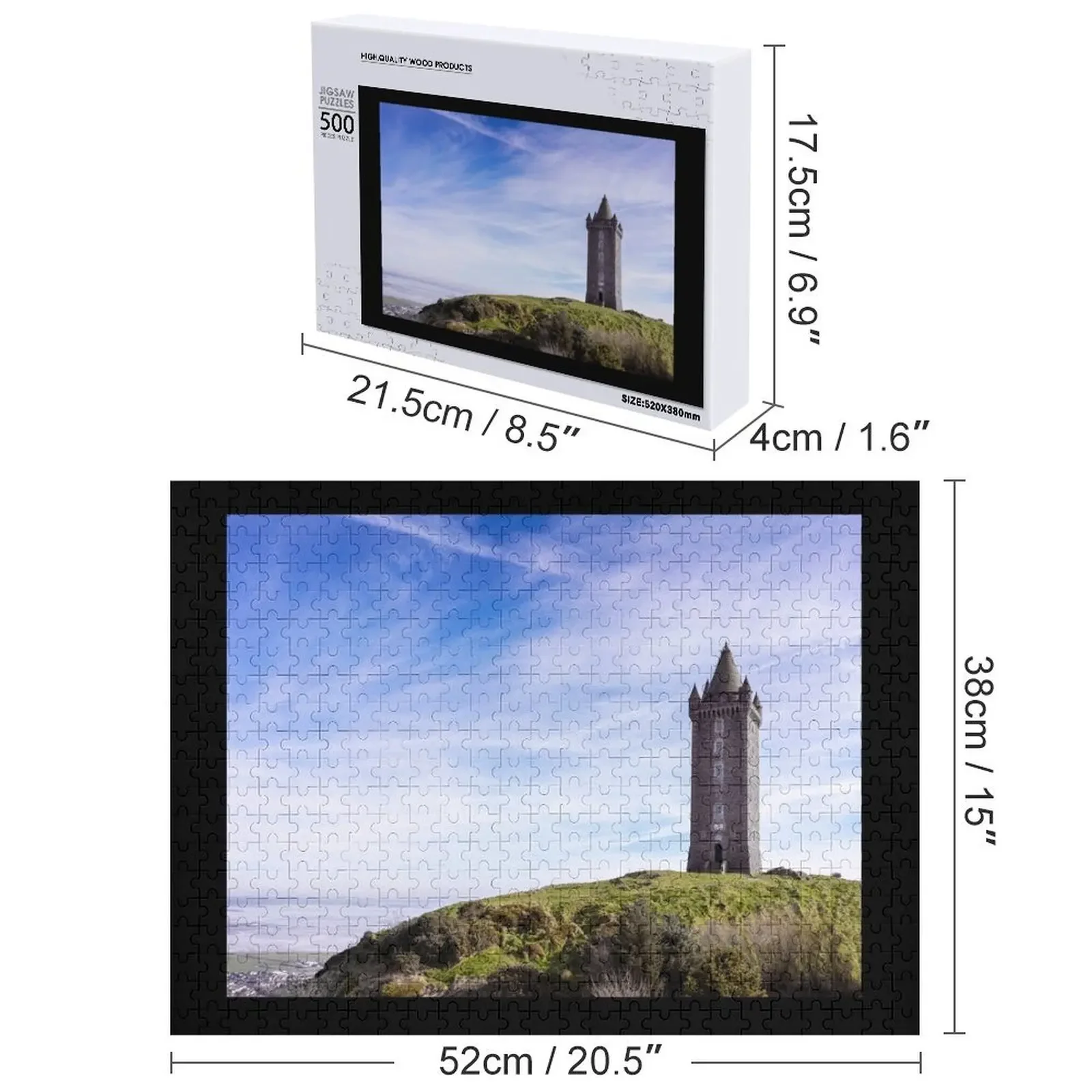 Scrabo Toren-Newtownards Puzzel Spel Kinderen Bossen Voor Volwassenen Aanpasbare Kind Cadeau Puzzel