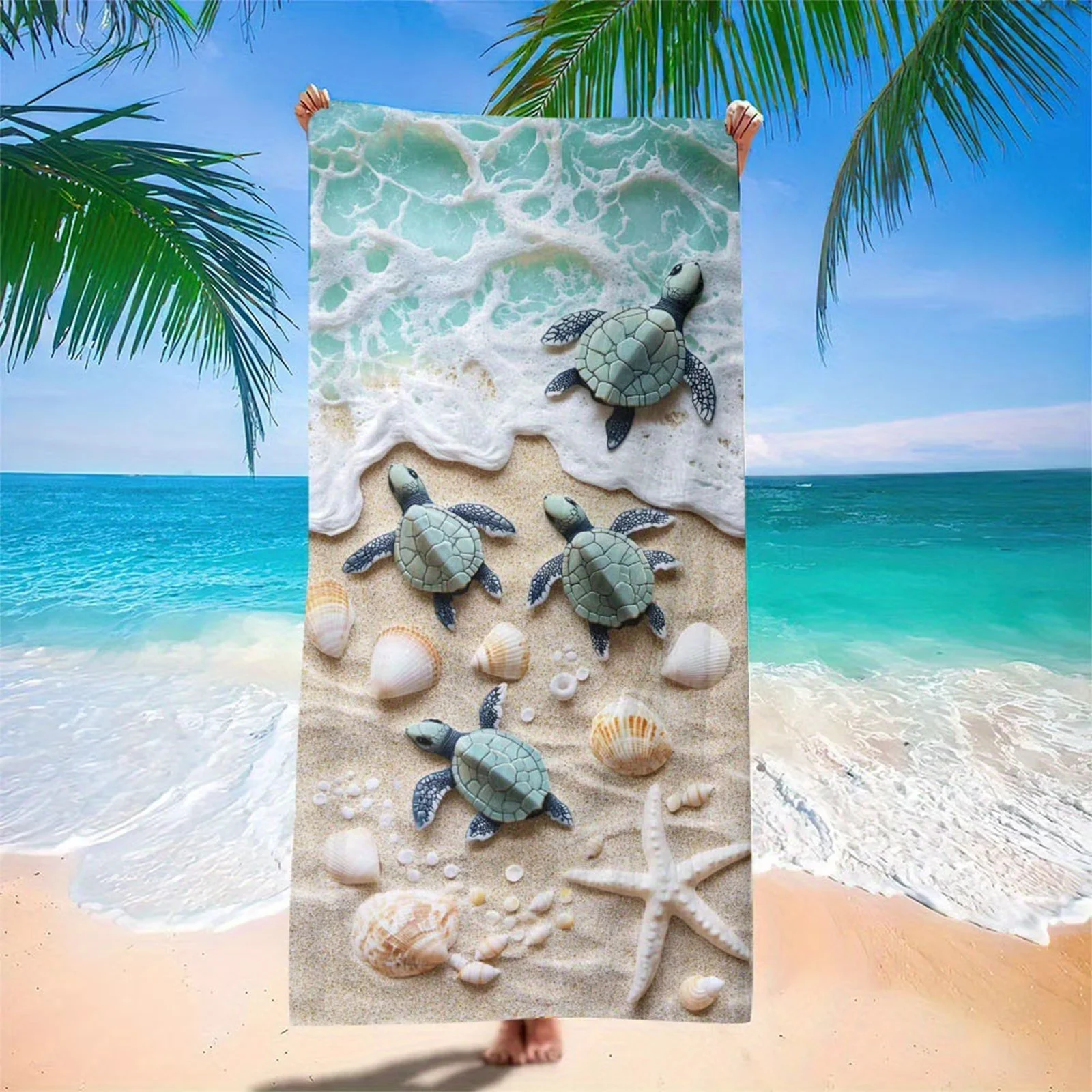 Sea Turtle Print Beach Towel Quick Dry Microfiber Towel Soft Lightweight Absorbent Towel for Summer Beach Pool and Travel Use