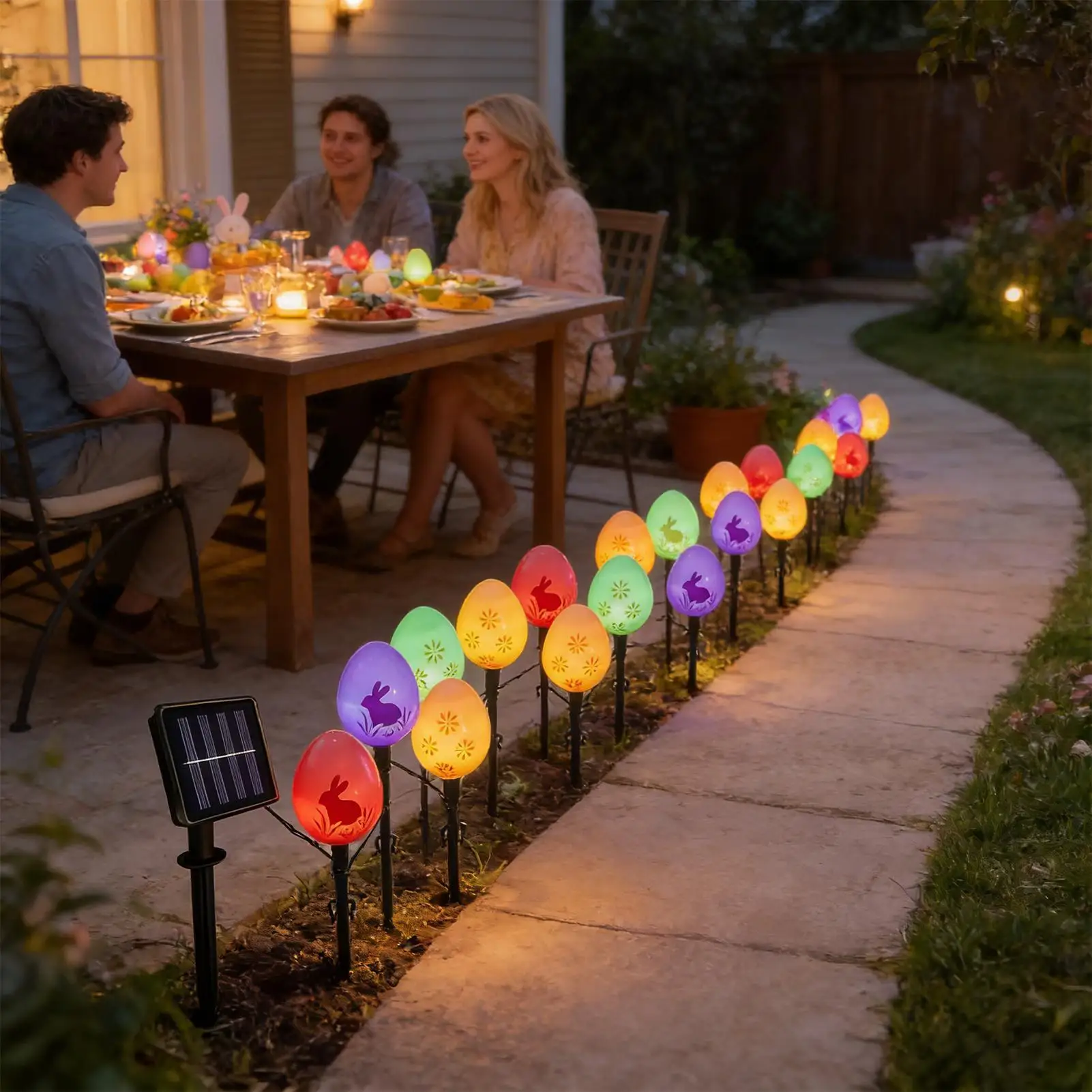 Easter Solar String Light with Stakes 3.5m  Easter Outdoor Solar Decorative Lights for Garden Yard Courtyard Pathway