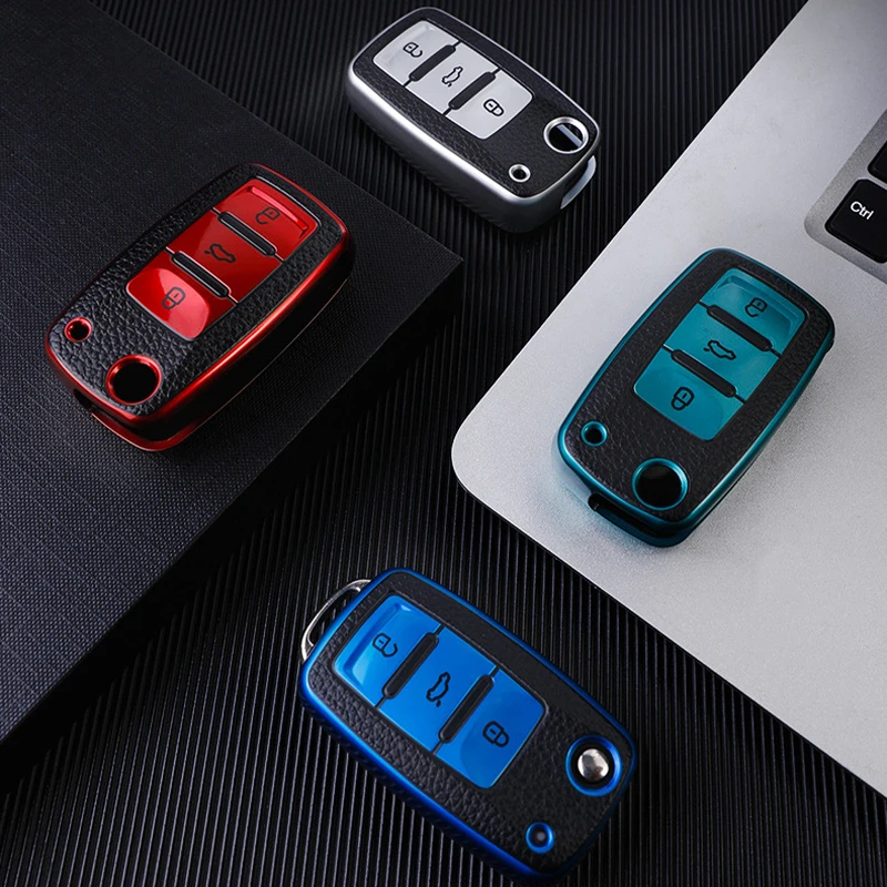 1pc TPU Car Key Case Cover For Leather Cover Protection Bag for VW Volkswagen Polo Tiguan Passat Golf Jetta Lavida Skoda Octavia