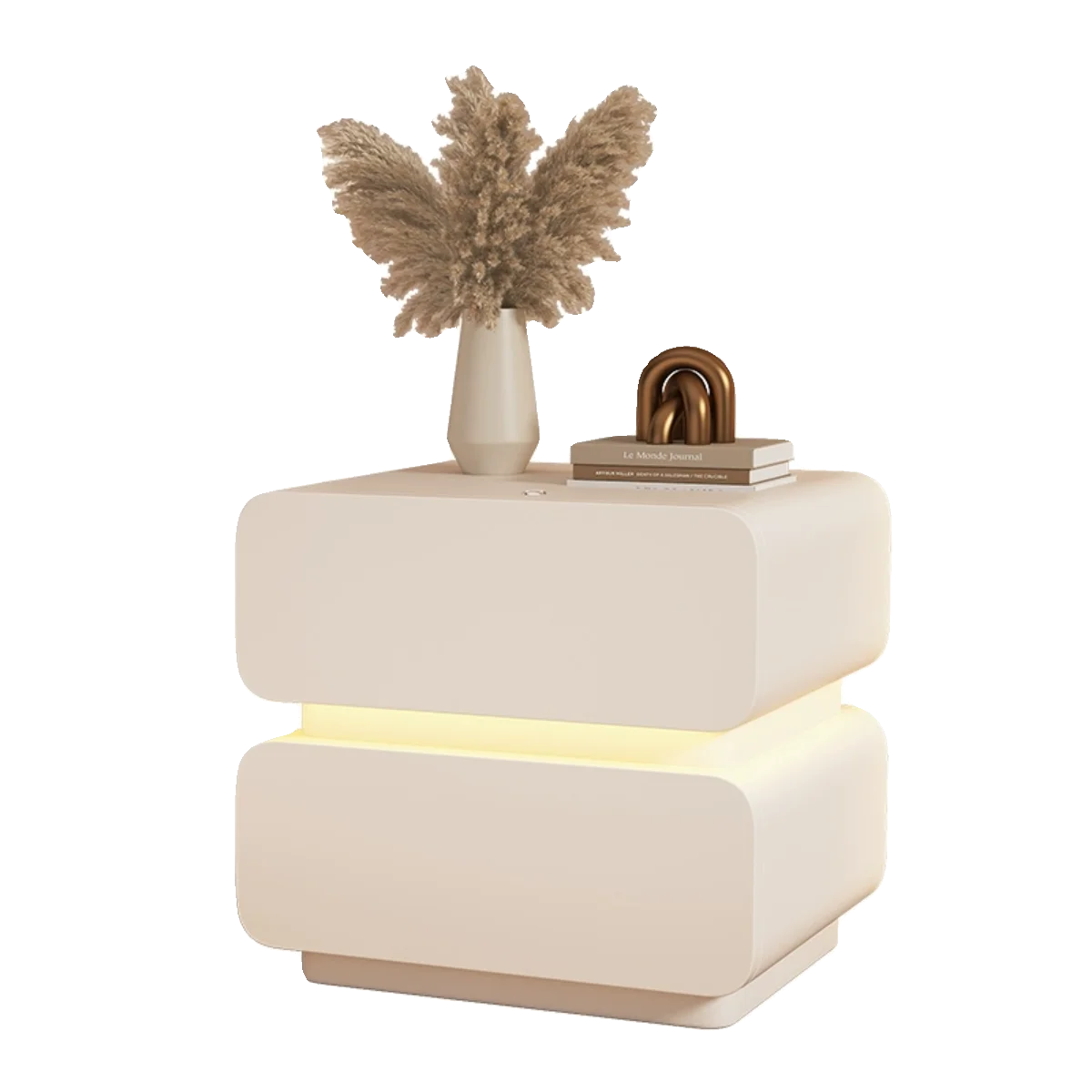 

Настраиваемая прикроватная тумбочка с кремовым покрытием, современный дизайн для уютных спален | Кожаный шкаф для хранения без установки (материал: кожа)