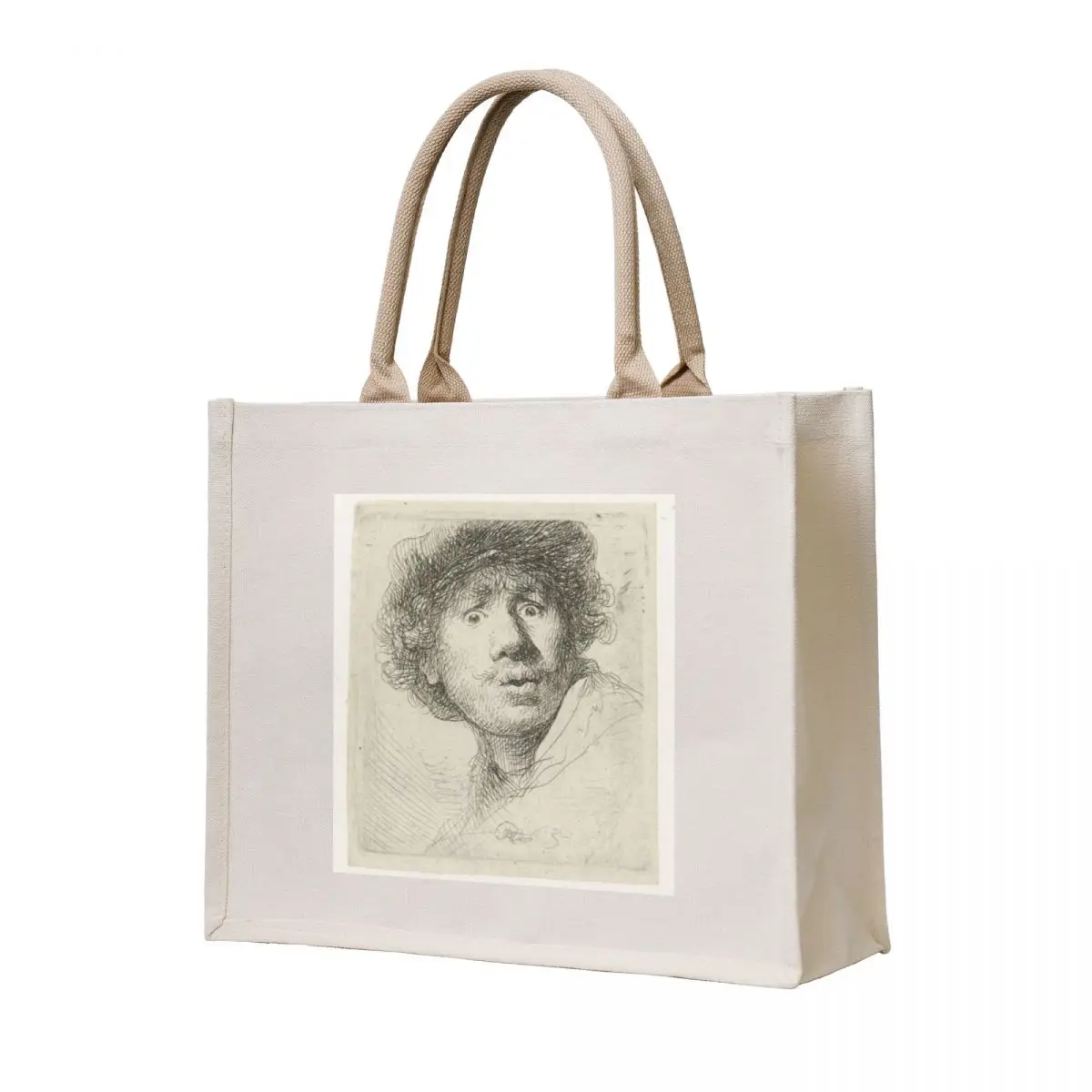 

Rembrandt - Self-portrait with Beret, Wide Eyed - BigArt Tote Bag Canvas bag for women tote bag university Shopping bags