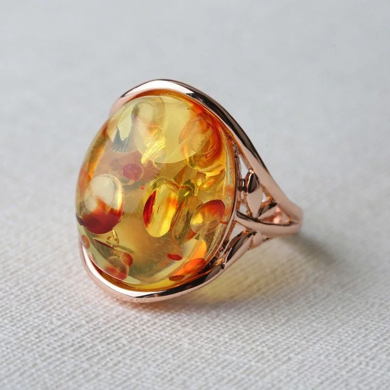 Natural Amber Flower Ring Women Healing Gemstone Fine Jewelry 100% Genuine Baltic Floral Amber Rings For Girlfriend Mom Gifts