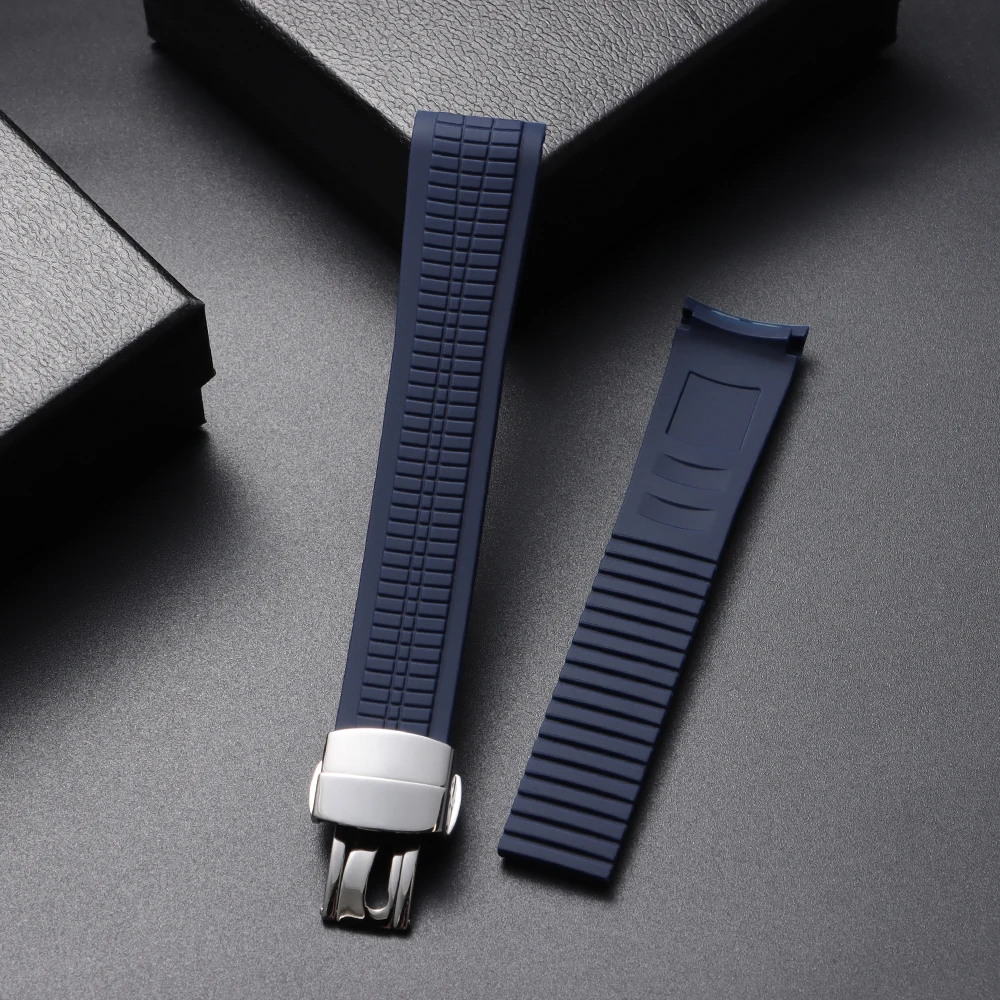 21 mm Uhrenarmband für Patek Philippe Aquanaut Serie 5164/5167, wasserdichtes, staubdichtes Gummi-Armband, Silikonarmband, SteelClasp