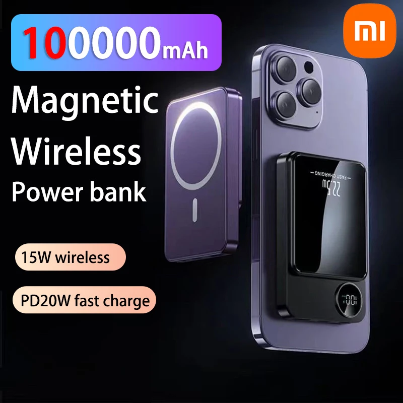 Xiaomi Magnetic Power Bank 100000mAh Portable Wireless Powerbank Type C Fast Charger For iPhone Samsung All Magsafe Series Phone