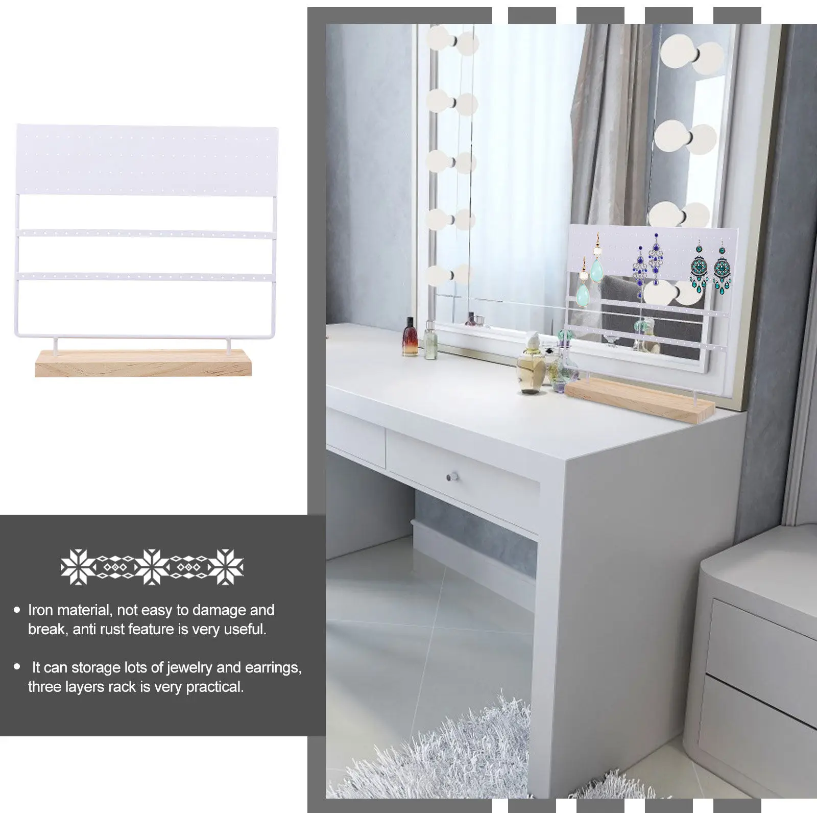 

Подставка для украшений из нержавеющей стали, 3-ярусная, для демонстрации серег, ожерелий и браслетов, 1 шт.