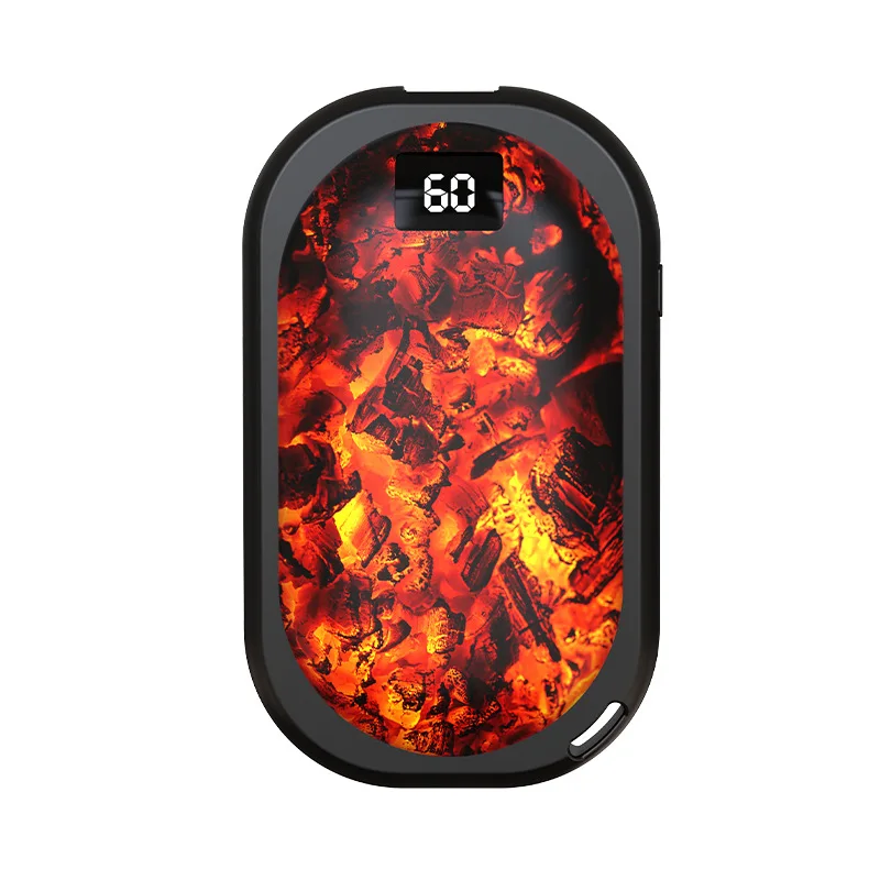 New Flame Hand Warmer Charging USB Mini Charcoal Fire Charging Large-Capacity Three-Speed Digital Display Hand Warmer view 5