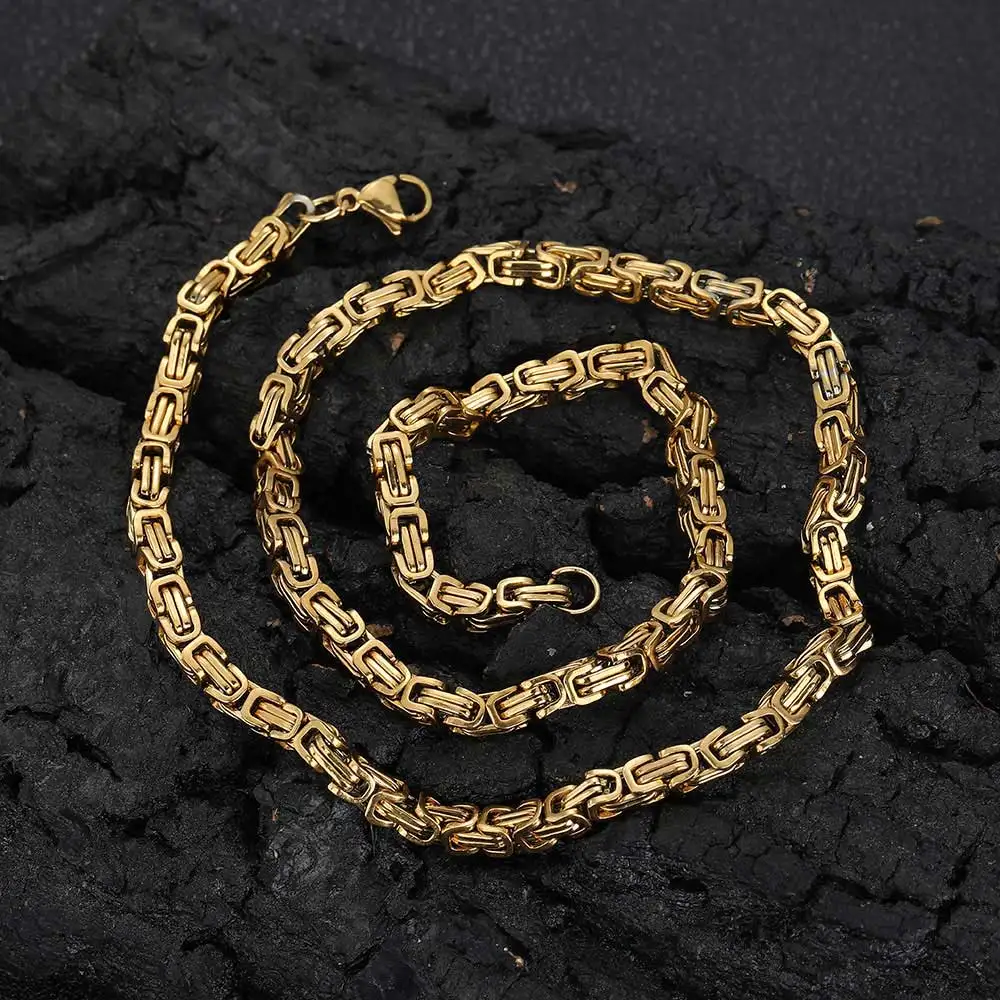 4MM Byzantine Chain Necklace High Quality 304 Stainless Steel Custom Byzantium Chain For Men Drop Shipping