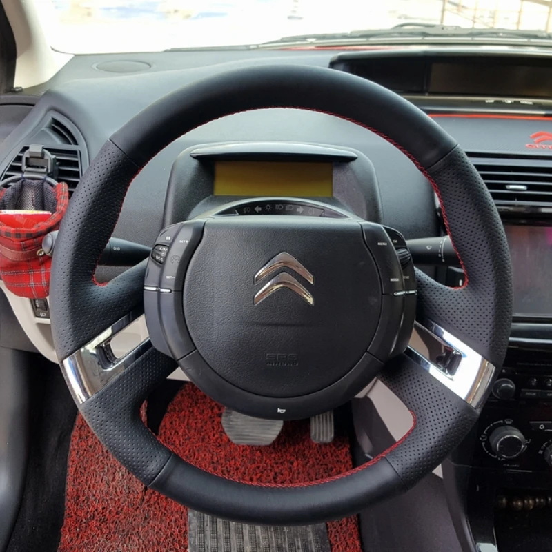 

Hand Stitched non-slip black genuine leather Car Steering Wheel Cover For Citroen C4 Picasso 2007-2013 auto parts