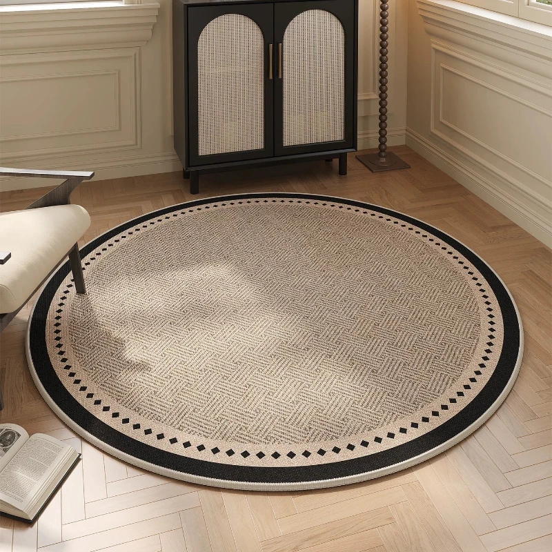 Round Living Room Rug Stain-resistant Wear-resistant Floor Mat Solid Color Geometric Pattern Carpet Large Size Home Decor Rugs