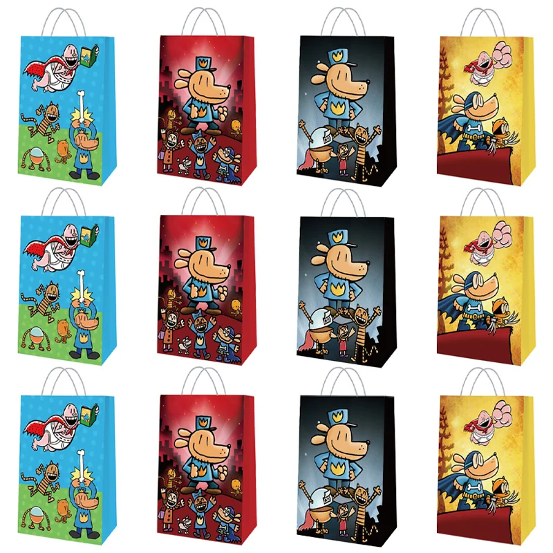 

Dog Man Anime Gift Bag New Creative Case Movie Cute Cartoon Pattern Candy Sack Fashion Kraft Paper Candy Bag Party Supplies