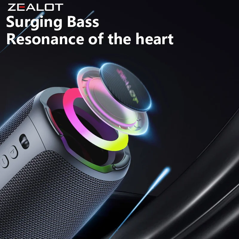 Zealot-S61 Bluetooth Speaker,with IPX6 Waterproof Protection and Outdoor Bass Sound for Backyard and Beach Party,10W Loudspeaker view 4