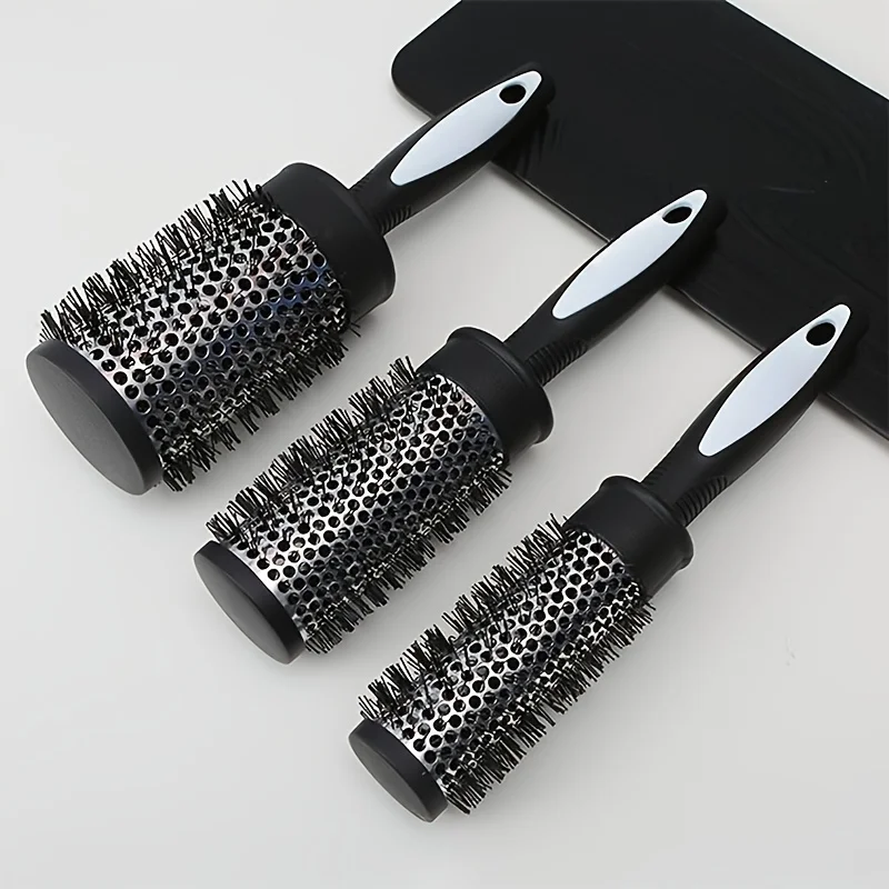 Round Hair Brush for Styling and Drying - ABS Handle Plastic Bristle Normal Hair Finishing Comb - Nylon Round Curling Roller Bru