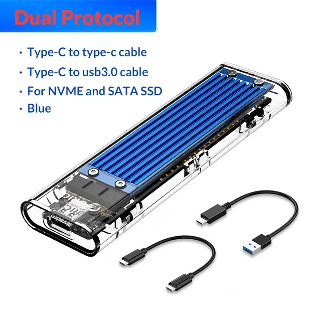 ORICO M2 SSD Behuizing NVMe SSD Enclosure M.2 naar Type C Transparante Harde Schijf Behuizing voor NVMe PCIE NGFF SATA M Key SSD Schijf Case