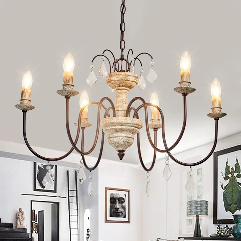 Industrial style wood  living room light retro chandelier led chandelier chandelier creative bedroom light Nordic mode