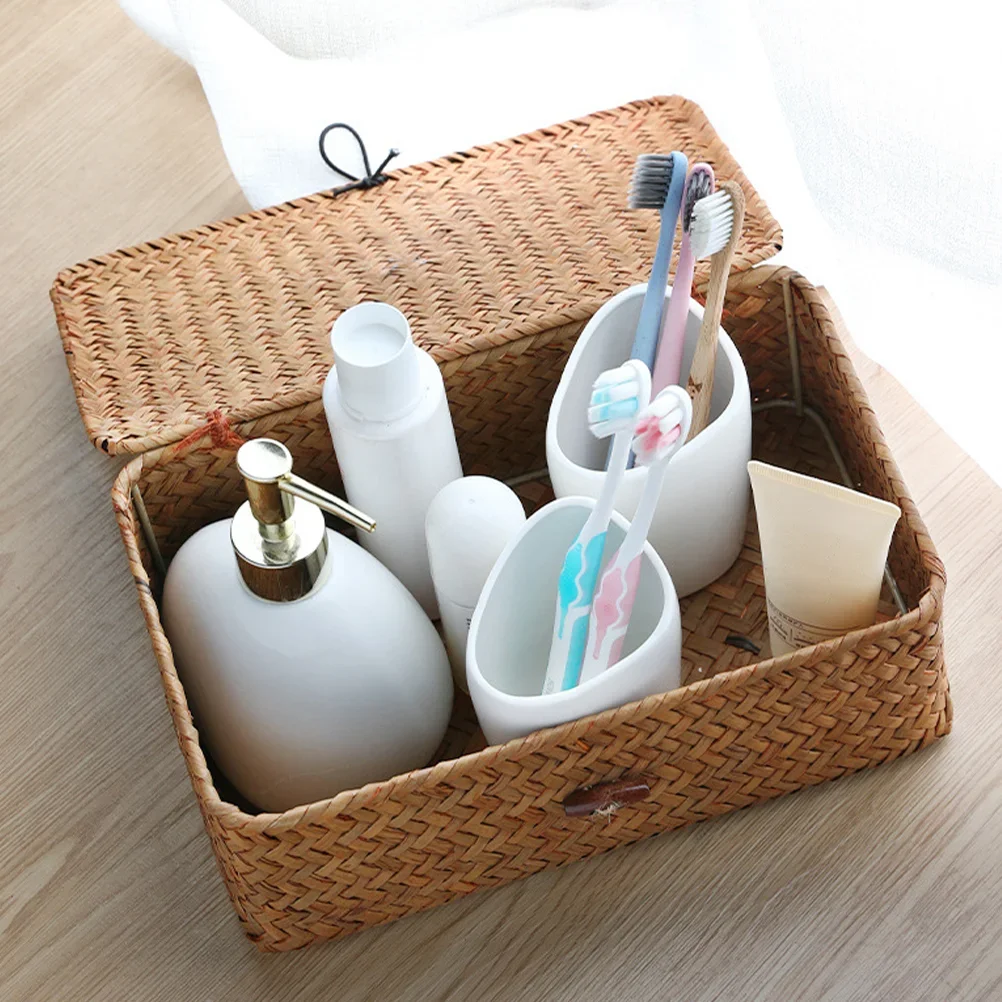 

23x13cm Bear Themed Storage Box Woven Basket Household Container Desktop ganizer Countertop Baskets Home Storage