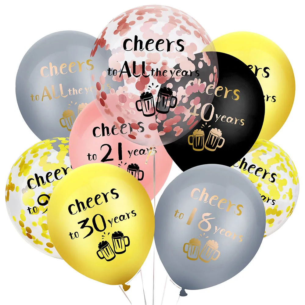 Happy 30th 40th 50th 60th Birthday Balloons Air Anniversary Party Decoration Adult Cheers To 30 40 50 60 Years Confetti Balloon