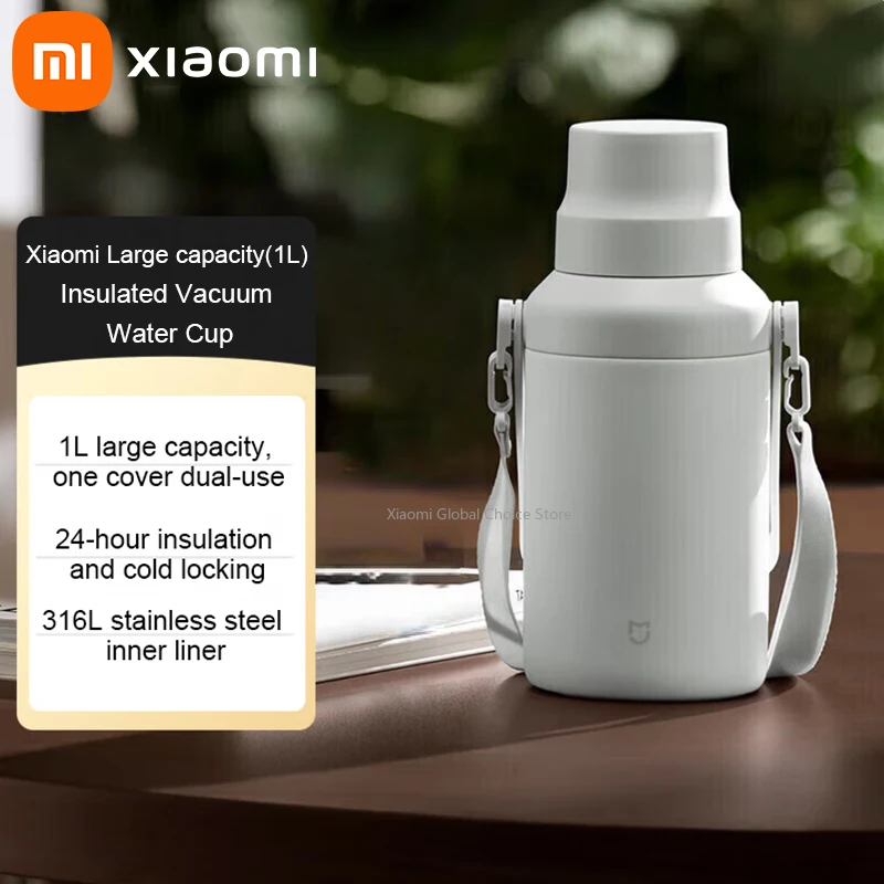 

Термос Xiaomi 1 л, вакуумный, с изоляцией, большой емкости, с внутренней колбой из нержавеющей стали 316, сохраняет холод до 24 часов, сохраняет тепло, оригинал