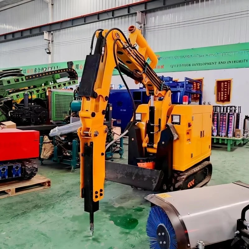 Diesel Remote Operated Tracked Demolition Equipment Hydraulic Rock Breaker With Stabilizer Outriggers And Dust Spray System