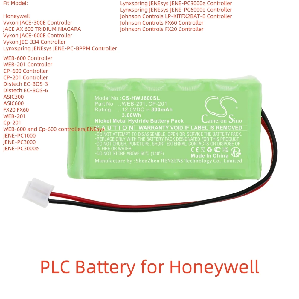 

Ni-MH PLC Battery for Honeywell,12.0V,300mAh,Vykon JACE-300E Controller WEB-600 Controller CP-600 Controller ASIC300 FX20 FX60