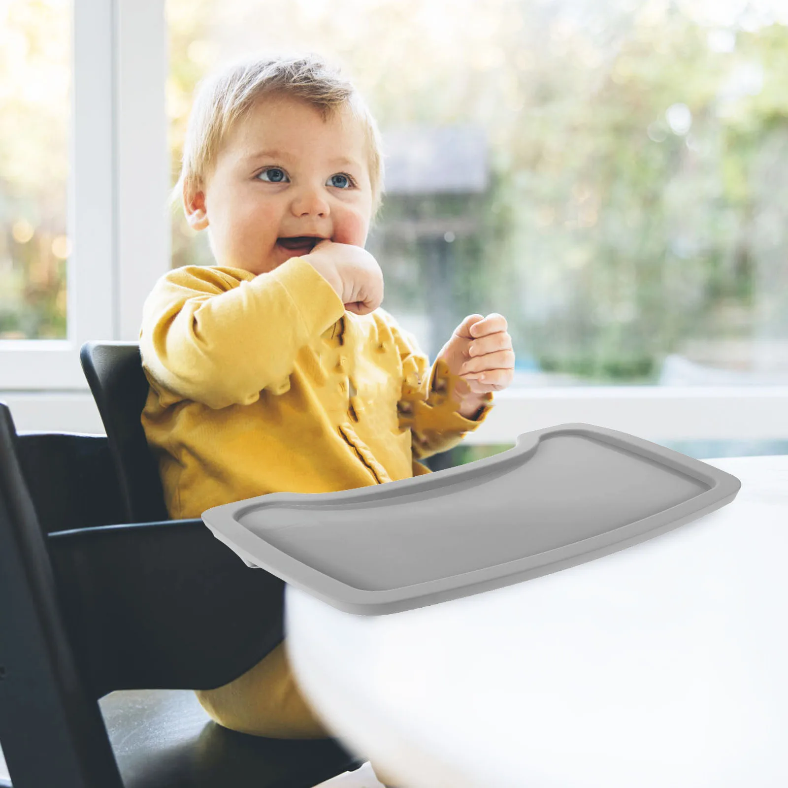 

Baby High Chair Tray Removable Plastic Dining Accessories Shallow Gray Food Tray For Highchair Stable Support Baby Furniture