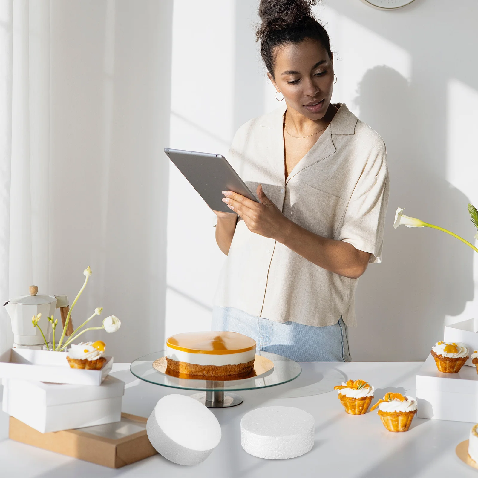 

7 pcs Round Foam Circles Lightweight Foam Discs For Diy Crafts Cake Decor Modeling Sculptures Floral Arrangements Craft