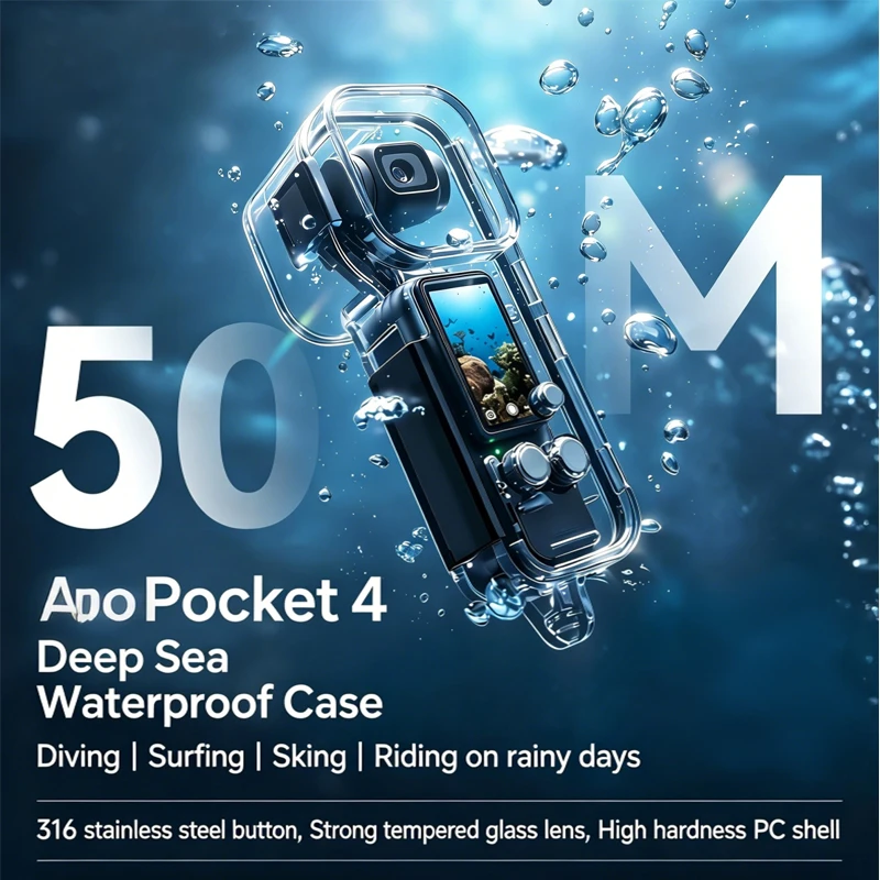 Für DJI OSMO Pocket 4 Wasserdichtes Gehäuse 50M Tauchgehäuse Schutzschale Unterwasser-Tauchgehäuse für DJI Pocket 4 Kamera-Zubehör – Detail 1