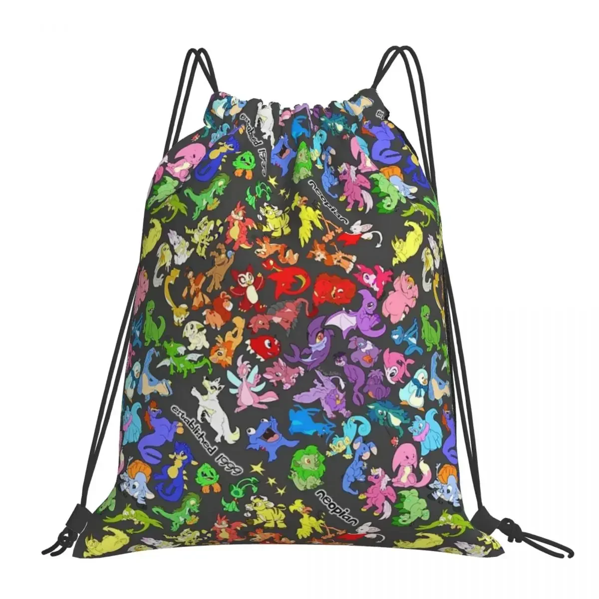 NEOSPLASH! All The Neopets, All Over Print! Backpacks Drawstring Bags Drawstring Bundle Pocket Sports Bag BookBag