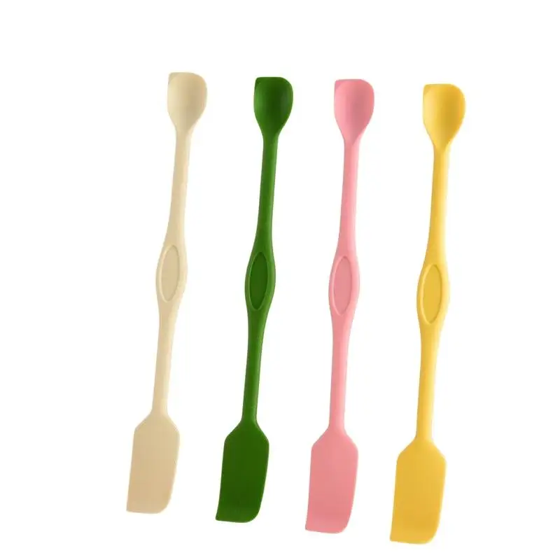 ~Long Handle Silicone Scraping Spoon Double Ended Temperature Resistant Easy To Clean For Baking Cooking Mixing Kitchen Use