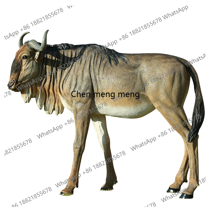 FRP sculpture model simulation wildebeest ornament large animal outdoor park lawn landscape landing