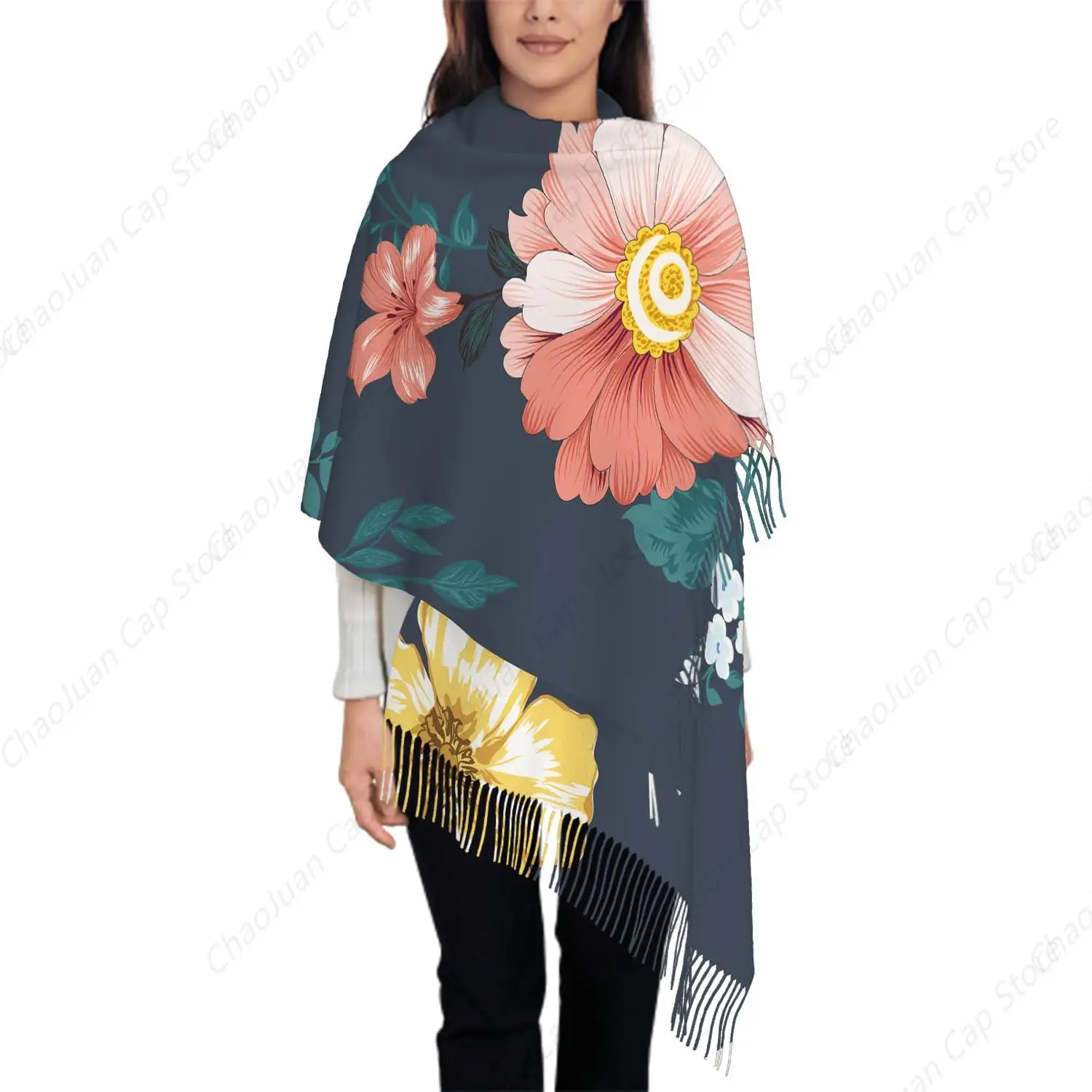 

Oversize Scarf for Women Universe Space Galaxy Stars And Nebulas Scarf Tassel Scarves Fall Winter Shawl Wraps