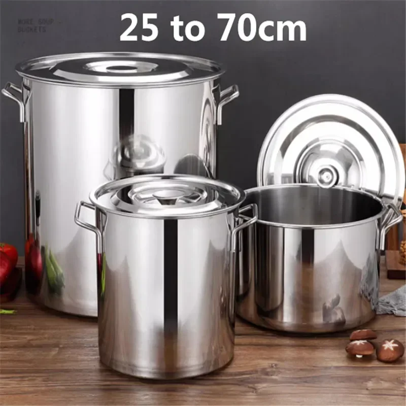 stainless steel barrel with cover handle barrel thick large soup pot thick large capacity water storage oil barrel pots and pans