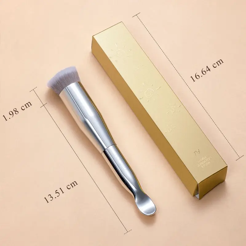 Texamo/Daimo Curved Handle Small Bucket Foundation Makeup Brush - Liquid Special Non-Powder Absorbing Flat Head for pro Use