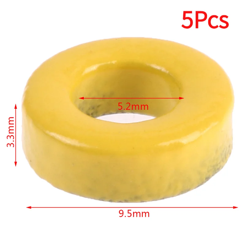5Pcs T37-6 Iron powder cores 9.5*5.2*3.3mm AL=3.0nH/N2 8.5uo Iron dust core Ferrite Toroid Core Coating yellow gray.
