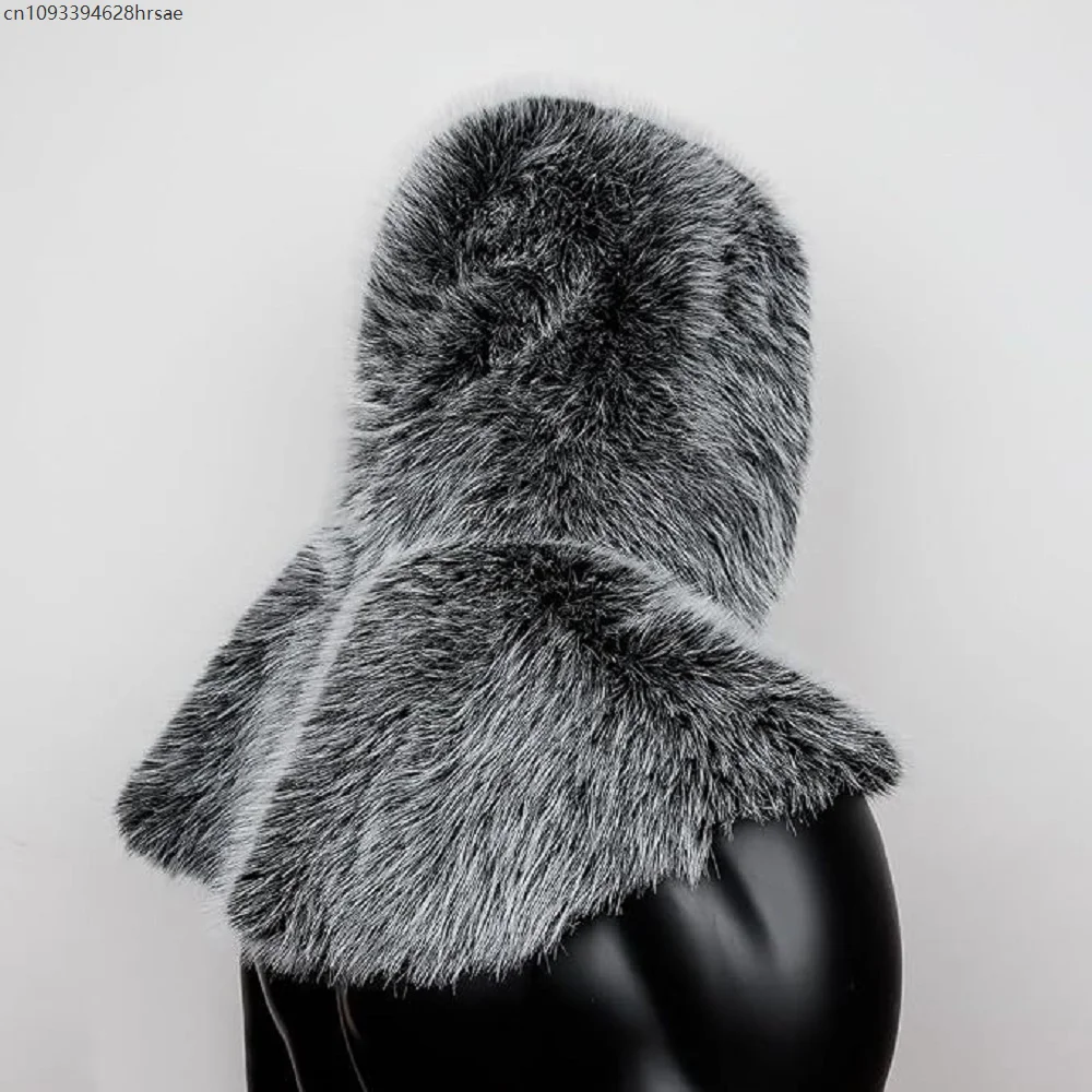 Conjunto de dos piezas de chal, bufanda y sombrero vikingo, disfraz de juego de personaje de cosplay de Halloween de piel de piel