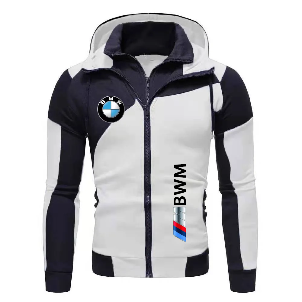 Осенняя мужская куртка-кардиган с двойной молнией и логотипом BMW