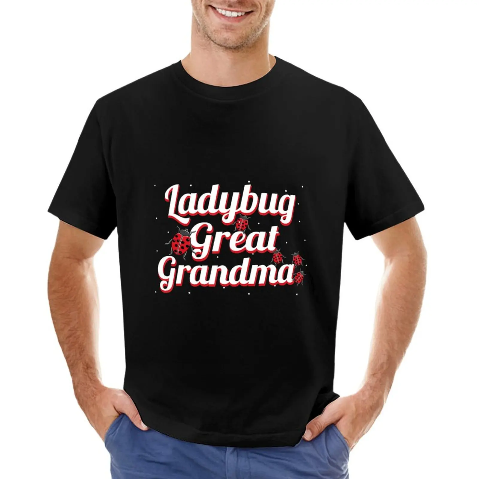 Ladybug Great Grandma Ladybeetle Lover T-Shirt tops sweat Men's cotton t-shirt