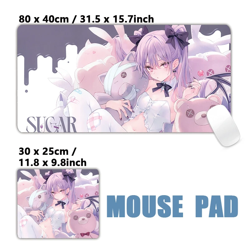 Anime Angel Girl Desk Mat Large Size Mouse Pad Non‑Slip Rubber Base Gaming Accessory for PC Laptop