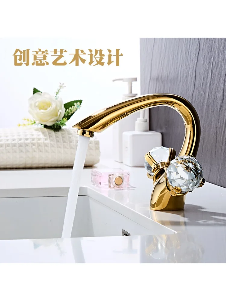 Nowa bateria umywalkowa w stylu europejskim, umywalka łazienkowa, szafka łazienkowa z podwójnym uchwytem, regulacja ciepłej i zimnej wody, cała z miedzi.