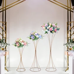 3Pcs Gold Flower Stand - New Road Flower Stand Table Props Flower Wedding Decoration Flower Stand