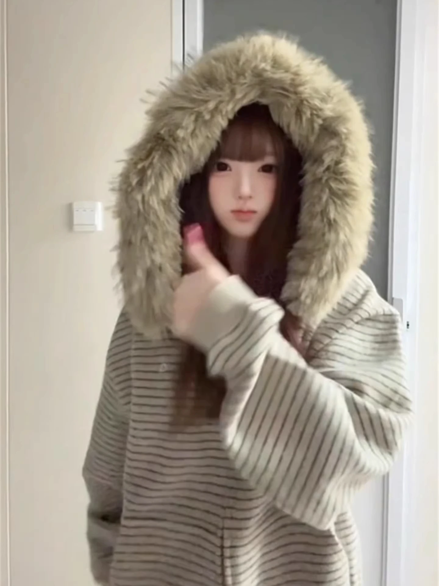 시크한 스트라이프 루즈 후디 여성용 봄 가을 디자인 캐주얼 쿨 탑 롱 슬리브 니트 스웨트셔츠 한국 스타일