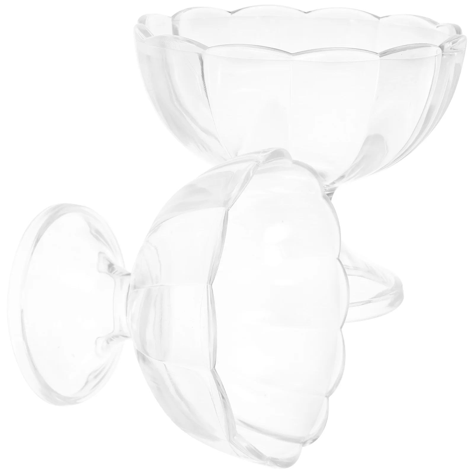 

2 Pcs Footed Ice Cream Bowls Cup Decorative Cups Anti-fall Dessert Serving Transparent As