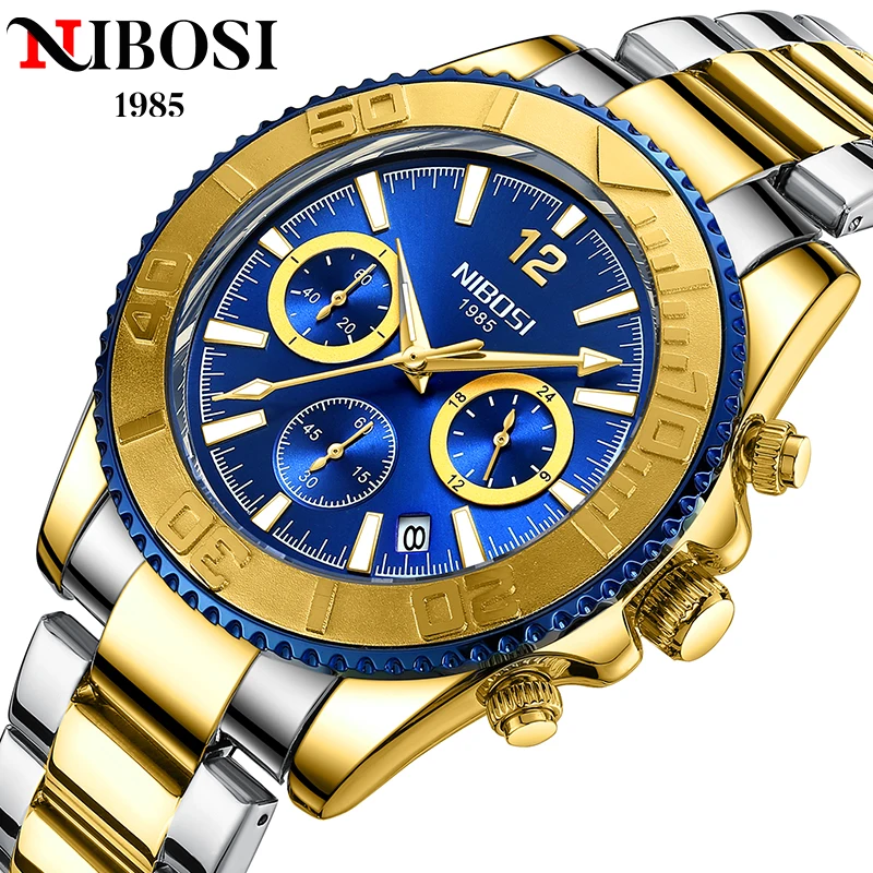 

NIBOS Top Brand Luxury Watch Fashion Selling Gold Sports Casual Quartz Travel Wristwatch Waterproof Mens Clock Relogio Masculino